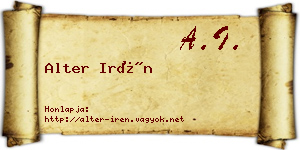 Alter Irén névjegykártya