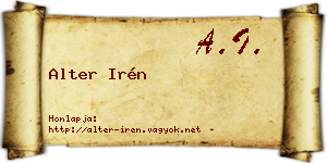 Alter Irén névjegykártya